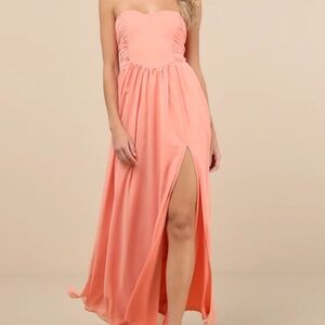 Lulus Coral Strapless Dress 2X